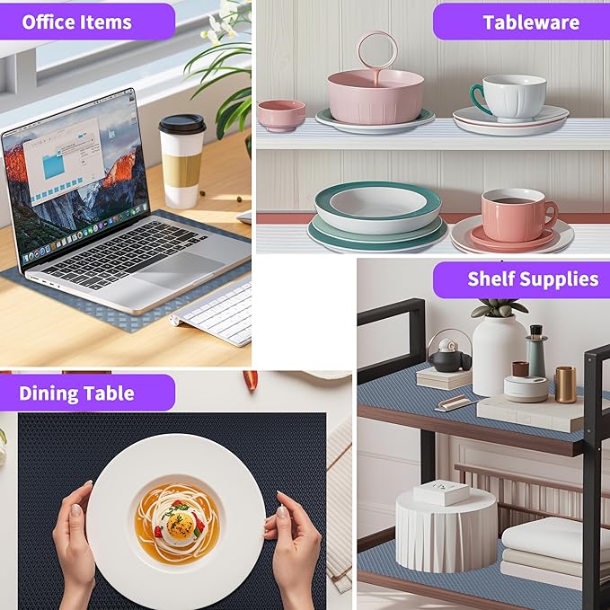 Non-Slip Shelf Liner, for Kitchen Cabinets, Washable Oil-Proof & Waterproof Drawer Mats for Refrigerators, Shelves & Desks, Non-Adhesive EVA Material - Image 7