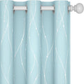 Deconovo Blackout Curtains, Thermal Insulated Soundproof Grommet Drapes, Wave Dot Foil Print, 42 x 72 Inch, Set of 2, Machine Washable Window Panel for Bedroom Living Room Nursery Kitchen, Light Blue by Deconovo