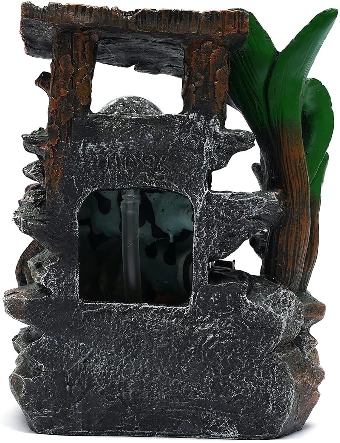 Tabletop Rockery Fountain Indoor Waterfall Bonsai Desktop Mini Rockery Water Fountain with Automatic Pump and LED Light, Home Office Bedroom Humidifier Desk Decorate (Style 12) - Image 7