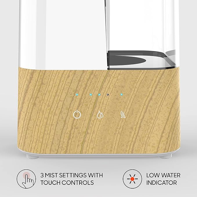 Sharper Image UHS2-SI Ultrasonic Humidifier with 1.5 Gallon Tank, 3 Levels of Warm or Cool Mist, Auto Shut, White, UHS2-SI – 1.5 gallon - Image 3