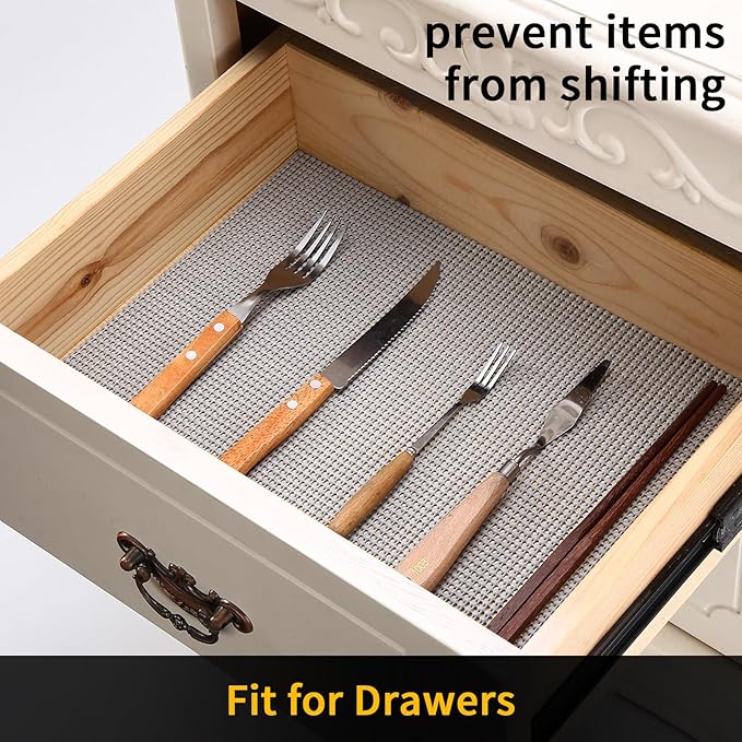 iwtmm Drawer Shelf and Cabinet Liners Non-Adhesive Extra Strong Grip - Keep Items in Place for Kitchen, Bathroom, Office & Wardrobe, Heavy Duty Anti-Slip Liners for Cabinets, Cupboards, Drawers - Image 3