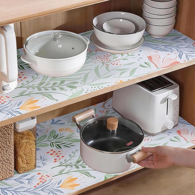 Drawer Shelf Liner, Non-Slip Kitchen Cabinet Liners Non-Adhesive Thick Strong Grip Waterproof Mats Protect Dresser Shelves Cupboard Bathroom Cabinets, Green Plaid, 23.6 in X 30 FT - Image 9