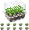 Bonviee 10 Packs Seed Starter Tray with Elevated Lid, 120 Cells Thicken Seed Starting Trays Kit with Adjustable Humidity Vent, Clear Cell Tray and Heightened Lids for Greenhouse & Gardens, Clear by BonvieeDirect