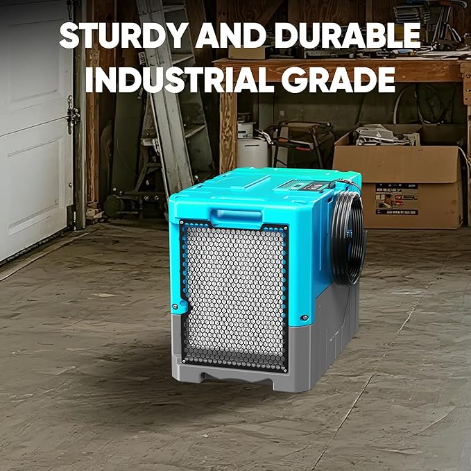 190Pints Commercial Dehumidifier for Basements with Pump Drain Hose, LGR Dehumidifiers with Wheels, Crawl Space Ddehumidifier for Basement, Warehouse and Garages Up to 6000 Sq.Ft, Blue-2026 Upgraded - Image 7