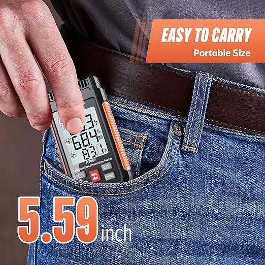 Protmex HT607 Temperature Humidity Meter High Precision Digital Hygrometer with Ambient, Relative Humidity, Dew Point, Wet Bulb Thermometer, Min/Max Hold, LCD Backlight with Cover Protector - Image 8