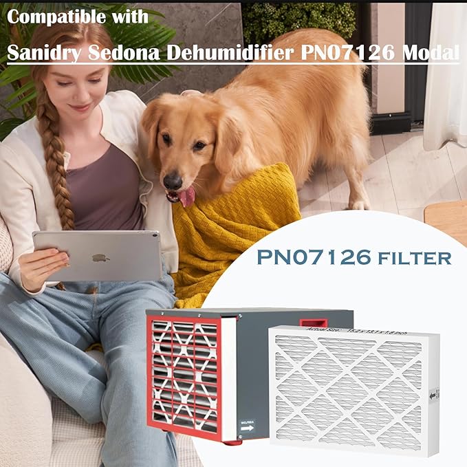 PN07126 MERV-13 Dehumidifier Filter Replacement Compatible with Sanidry Sedona (15.2"x13.1"x1.8") - Used for Basement, 4 Pack 6-Month Cycle - Image 2