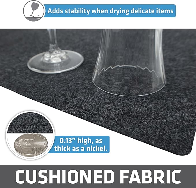 Drymate Premium Luxury Shelf & Drawer Liner, Thick Cushioned Fabric, Non-Adhesive, Absorbent, Waterproof, Slip-Resistant, Liners for Kitchen Cabinets, Cupboards (USA Made)(12”x59”)(24-Pack)(Charcoal) - Image 5