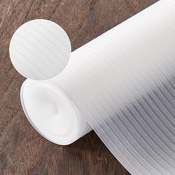 17.5 Inches x 20 Ft Refrigerator Liners Shelf Liner, Fridge Liners Non Slip Washable, Drawer Liners Non Adhesive Waterproof, Durable Fridge Mats for Glass Shelves, Cupboard, Pantry, Clear by McrbeayShelfLiner