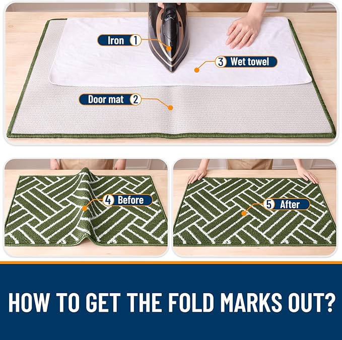 OLANLY Large Indoor Door Mat, 59x35 Inch, Dirt Resistant and Absorbent, Non-Slip Rubber Backing Floor Mats, Easy Clean Low-Profile Doormat for Entryway, Front Door, and Inside Entrance, Green - Image 8