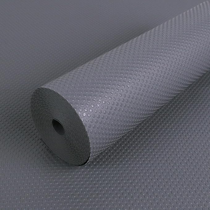 FLPMIX 15-Inch Kitchen Shelf Liners: Waterproof Cabinet Drawer Mats 15 x 240 Inch - Dark Grey Easy to Cut Non-Adhesive Pantry Cupboard Liner for Shelving by FLPMIX