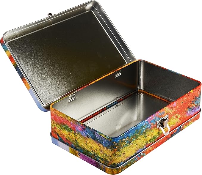 DAHO Metal Storage Box with Hinge for Office, School, Home, Makeup, Arts & Crafts and Accessories (French Country Landscape) - Image 4