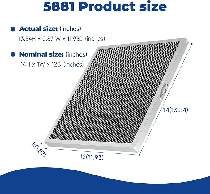 2-Packs 5881 Washable MERV 8 Dehumidifier Filter 12x14x1 Compatible with AprilAire Whole-House Models E100 E080 8192A and Dehumidifying Ventilator 8192A Replacement Filter - Image 2