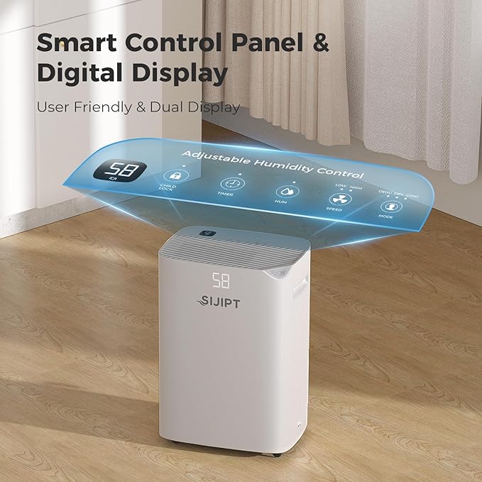 Dehumidifier for Basement, App-Controlled Dehumidifiers for Home with 6.56 Feet Drain Hose, 6000 Sq. Ft. Max 100 Pints Large Dehumidifier with Adjustable Humidity Control, Auto Shutoff, Auto Defrost - Image 4