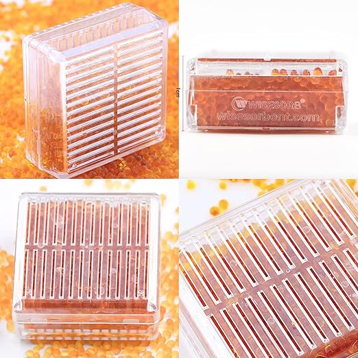 Silica Gel Canister, 45 Gram 6 Packs Hard Plastic Silica Gel Desiccant Canister (Orange to Dark Green), Reusable Gun Safe Dehumidifier Moisture Absorber with Nonwoven Zip Lock Storage Bags - Image 3
