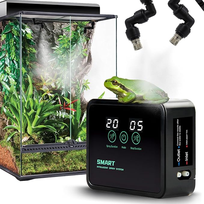 Automatic Reptile Mister for Reptile Tank Smart Reptiles Mister System with Timer 360° Nozzles,Slient Terrarium Misting System Humidifier for Chameleons,Snakes,Frogs Smart Spray Control by WelcometoMECESORReptileWorld