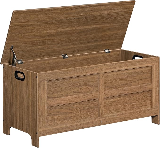 Storage Chest, 39.4” Large Toy Chest, Entryway Storage Trunk, Storage Bench with Safety Hinge, Entrance Bench for Living Room, Entrance, Bedroom, Honey Brown SCOR48301 by MAHANCRIS