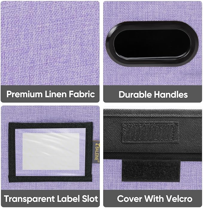 BALEINE File Organizer Box with Lid, Collapsible File Folder Organizer with Plastic Slide, Hanging File Folder Box for Office Document Storage (1 Pack, Purple) - Image 7