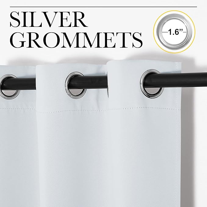 NICETOWN Room Darkening Draperies Curtains Panels, Window Treatment Thermal Insulated Grommet Room Darkening Curtains/Drapes for Bedroom (Greyish White, 2 Panels, 34 by 45) - Image 3