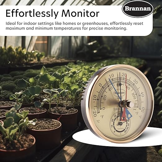 Brannan Max Min Thermometer and Hygrometer - Ideal Greenhouse Thermometer and Humidity Meter to Monitor Maximum and Minimum Temperatures and Humidity Easily Wall Mounted - Image 6