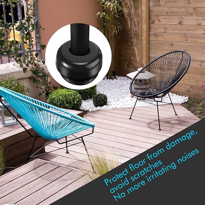 Jetec 1.5 Inch Patio Furniture Seating Glides/Feet/Caps for Wrought Iron Outdoor Furniture Easy to Install Replacement Chair and Table Feet Glide Protectors/Cap(Black,48 Pieces) - Image 6