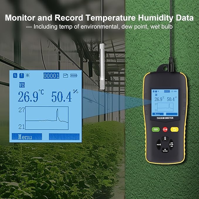 Tzone Temperature Humidity Data Logger USB Temp Recorder with Probe, Digital Dew Point Meter Wet Bulb Thermometer with Sound Alarm, Industrial RH Recording with Report for Lab HVAC Greenhouse Freezer - Image 4