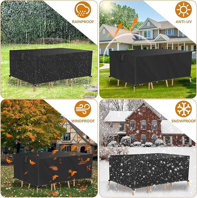 TUOKING Outdoor Furniture Covers Heavy-Duty 420D Waterproof Cover,All-Weather Patio Furniture Protector for Sofa,Chairs & Table-UV-Resistant,Anti-Tear Dustproof Covers (Black, 106"L x 71"W x 35"H) - Image 7