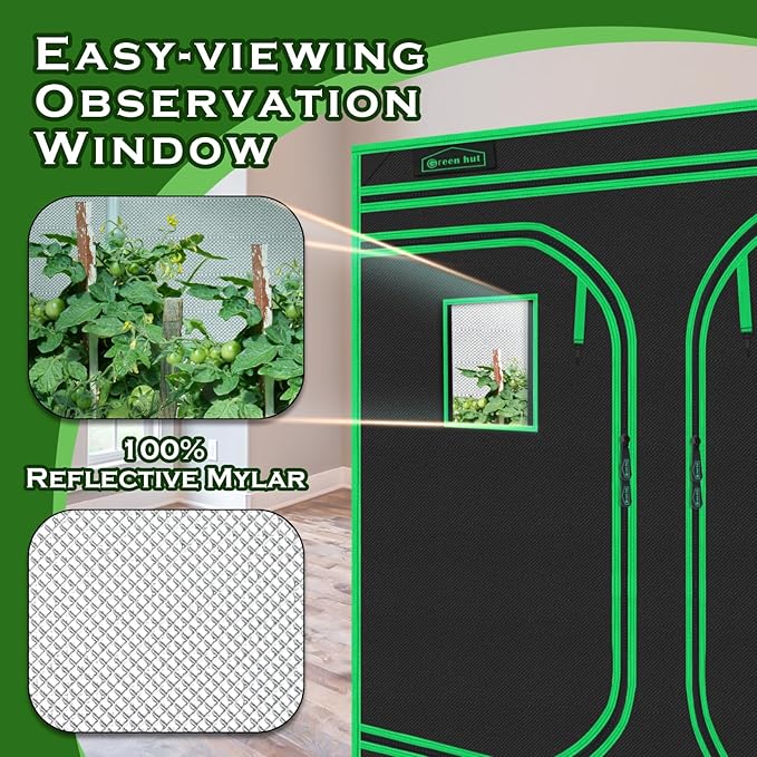 10x10 Grow Tent, 120"x120"x78" Growing Tent with Observation Window and Floor Tray for Hydroponics Indoor Plant Growing Large Grow Room - Image 4