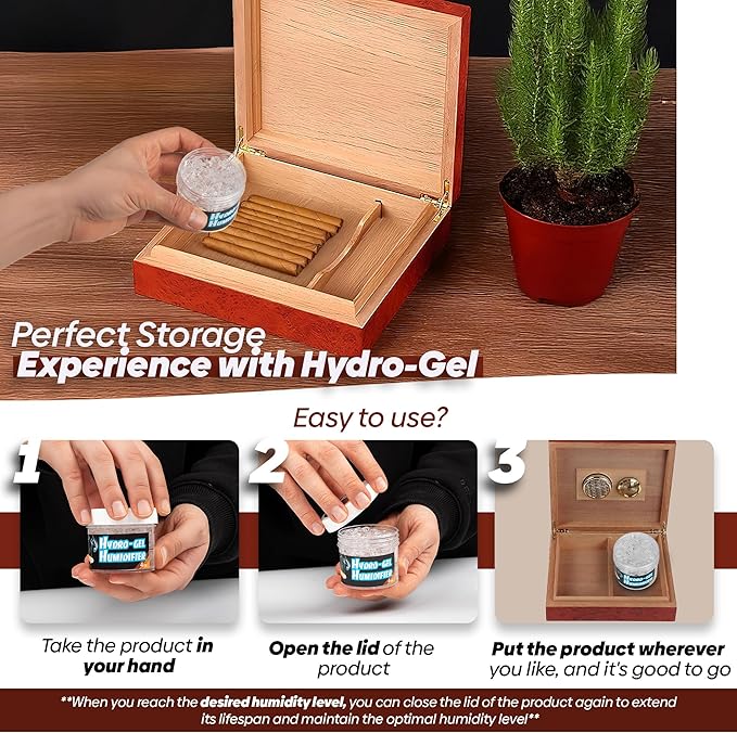 Hydro-Gel Cigar Humidor Humidifier 4oz Jar Convenient & Easy All In One Solution For Humidification - Maintains the Ideal Moisture Balance, 2.10x2.30 - Image 5