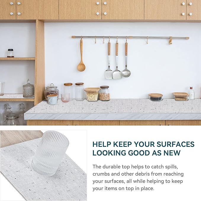 Shelf Liner 18" W x 96" L Cabinet Liners Non Adhesive, Drawer Liners Non Slip Kitchen Mat Waterproof Oil-Proof for Kitchen Cabinet, Shelves, Refrigerator, Storage, Easy to Trim - Image 3