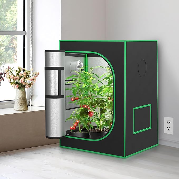 JungleA 2x2 Small Grow Tent, High Reflective Mylar Hydroponic Growing System, 24" x 24" x 36" Indoor Growing Tent Greenhouse Box Kit w/Window & Tray, Home Plant Farmer Flower, Mushroom, Veg Grow Box - Image 2