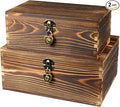 Wooden Box with Lock and Keys Hinged Lid Treasure Chest Memory Hobby Preservation Rustic Decorative Archival Organizer Jewelry Gadget Trinkets Keepsake Wood Storage Boxes 2 Pack Smokey Color by BigHala