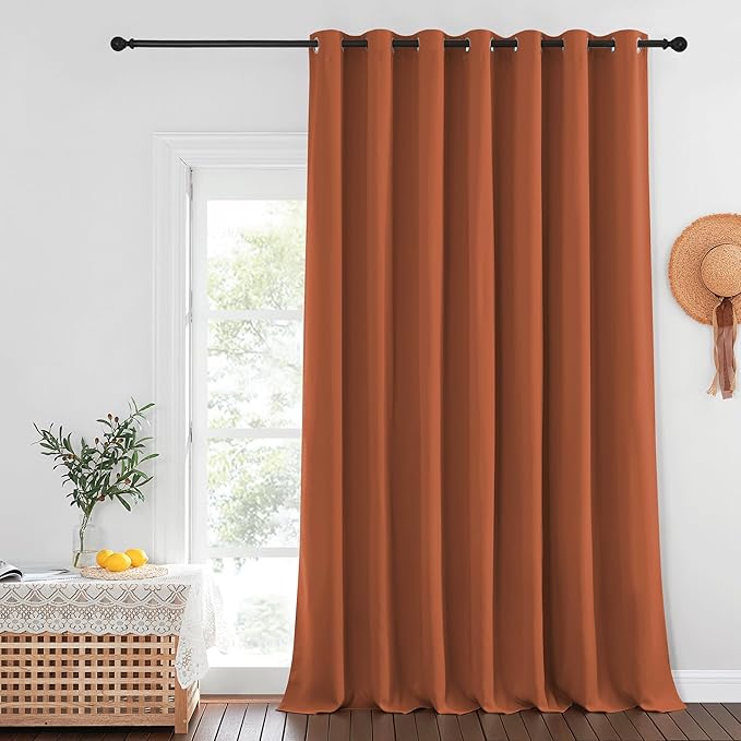 NICETOWN Burnt Orange Blackout Curtains for Bedroom/Living Room 132 Inch Length - Thermal Insulated Room Darkening Grommet Top Window Curtains (100 by 132 - Inch, 1 Panel) by NICETOWN