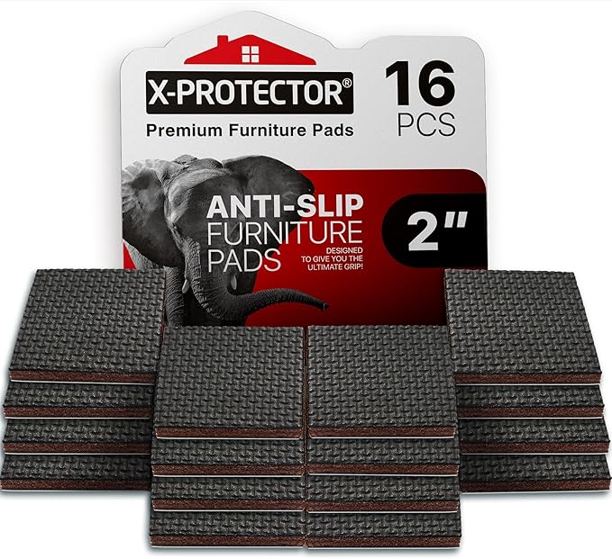 X-PROTECTOR Non Slip Furniture Pads - 16 Premium Furniture Grippers 2"! Self-Adhesive Rubber Feet Furniture Feet - Ideal Non Skid Furniture Pad Floor Protectors - Keep Furniture in Place! by X-Protector