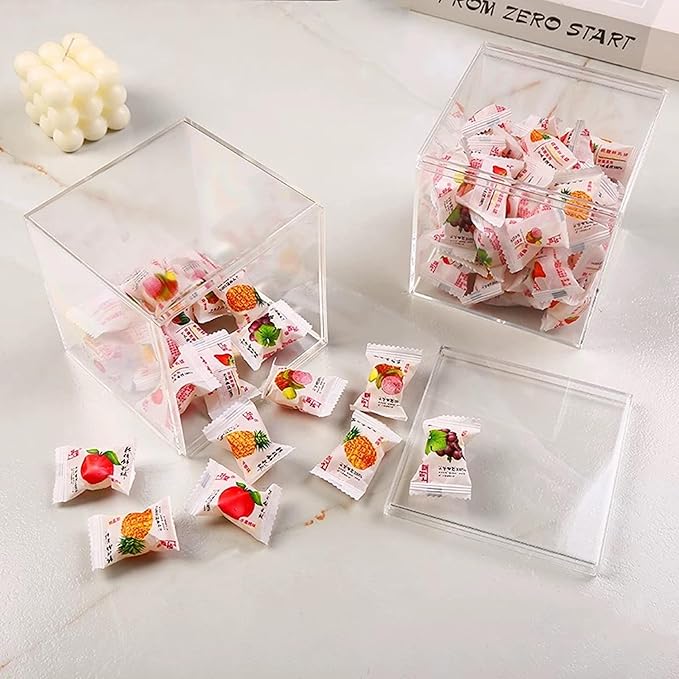 Acrylic Box Clear Box with Lid for Display, Plastic Square Cube 2 Pack Storage Contanier Party Decorative Boxes - Image 7