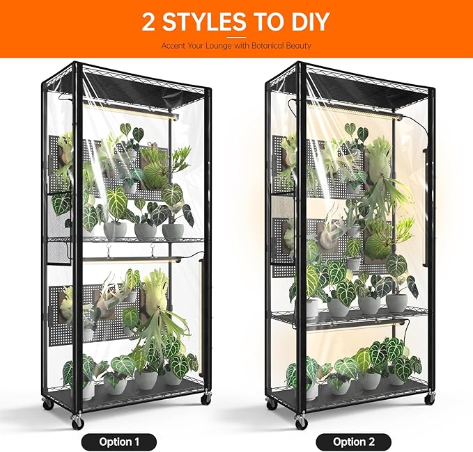 Bstrip Indoor Greenhouse Cabinet with Pegboard, Indoor Greenhouse with 4 Pack 96W Full Spectrum Grow Light for Indoor Plant, Foliage Plants, 29.5"x13.8"x59" - Image 6