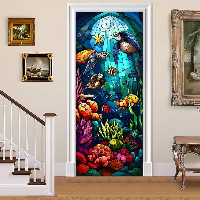 3D Door Stickers, Peel and Stick Vinyl Wallpaper, Self-Adhesive Mural Door Cover for Home Decor 30.3" W x 78.7" H by BVBOX