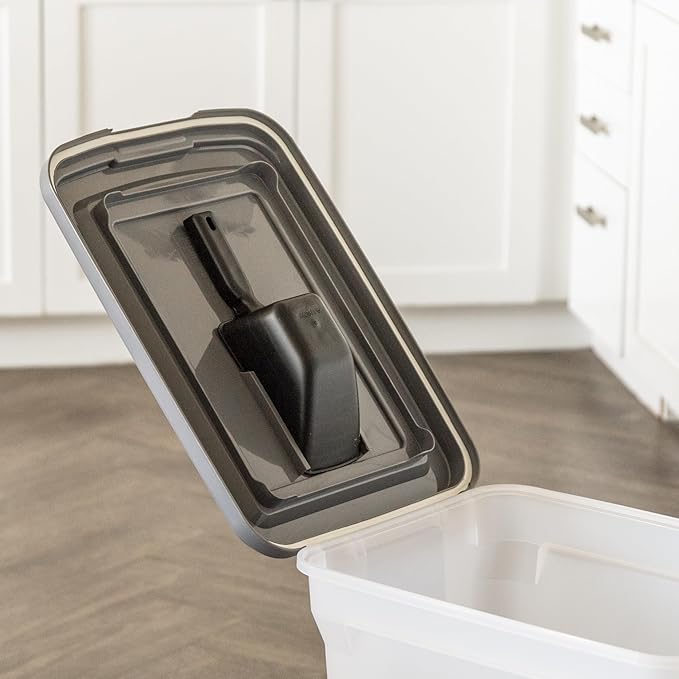 IRIS USA Dog Food Storage Container 40 lbs, Attachable Wheels, & Included Scoop, for Dog Cat Birds and other Pets, Food Storage Bin, Keep Fresh, Easy Mobility, BPA Free - Made in the USA, Dark Gray - Image 5