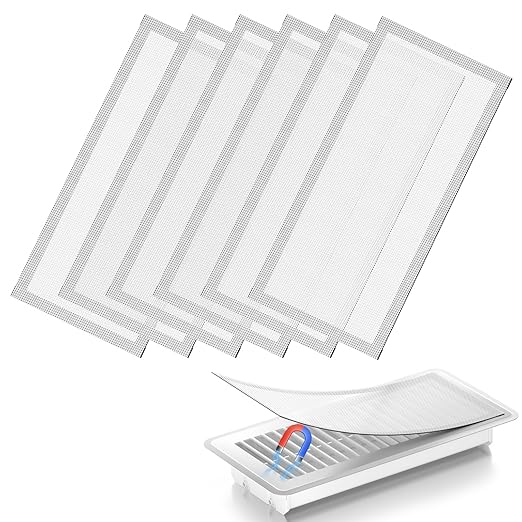 Hon&Guan Floor Vent Covers, Strong Magnetic Vent Mesh Air Vent Filters, 4x10'' PVC Floor Register Vent Screens for Home Floor/Wall/Ceiling Catch Debris Hair Dust (White, 8PCS) by HonGuan