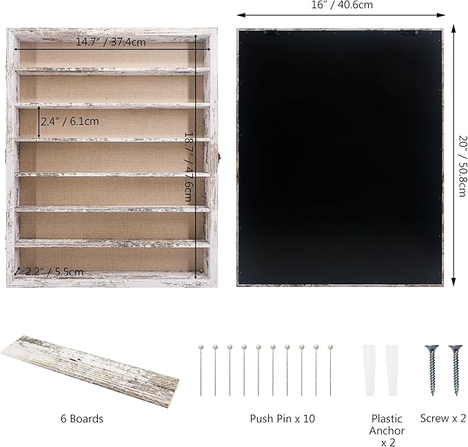 Shadow Boxes Display Cases 16x20 with Removable Shelves, 2.2 Inch White Deep Shadow Box Frame for Keepsake Collectibles, Coins Military Medals Pins Wedding Flowers - Image 3