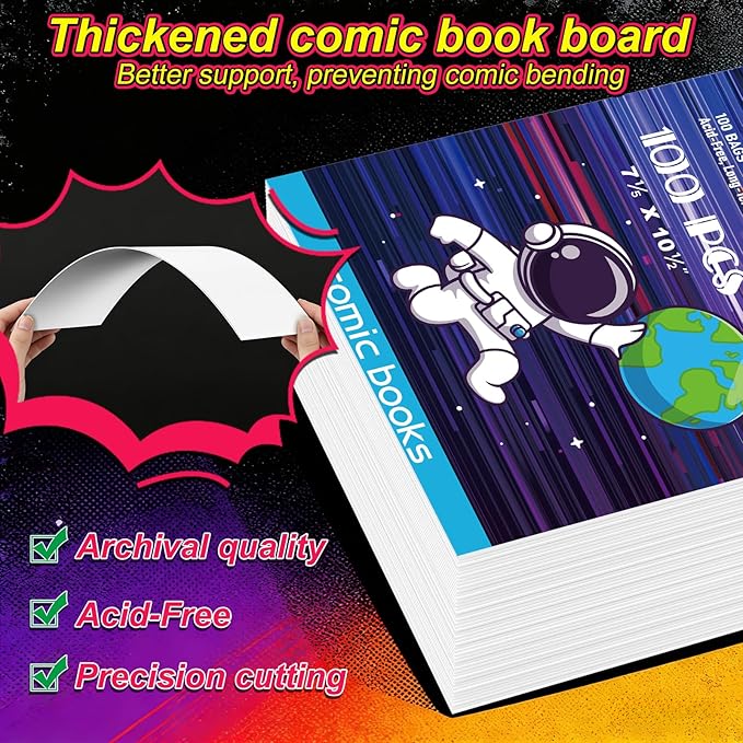 200 Pack Current Comic Book Bags and Boards, Thick Acid-Free Comic Books Backing Boards, Clear Book Sleeves Protector for Current Comics Storage and Protection - Image 3