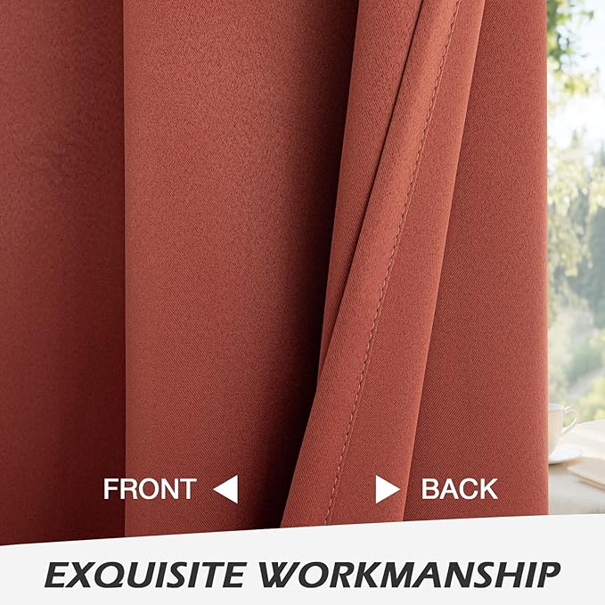 MYSKY HOME Brick Red Curtains for Bedroom Blackout Curtains for Living Room Sliding Door Curtain 95 Inch Long Thermal Insulated Grommet Room Darkening Window Drapes 1 Curtain Panel, 52 x 95 Inch - Image 7