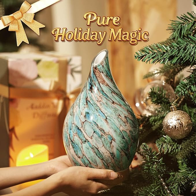 Porseme 280ml Glass Essential Oil Diffuser Aromatherapy Ultrasonic Cool Mist Humidifier 7 Running Hours Waterless Auto-Off Air Diffusers for Sleeping, Yoga, Office Working, Spa and Rest (Light Blue) - Image 6