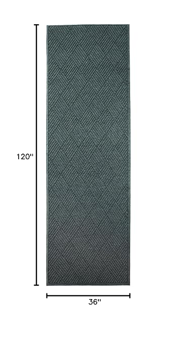 Guardian EcoGuard Diamond Indoor Wiper Floor Mat, Recycled Plactic and Rubber, 3'x10', Charcoal Black - Image 2