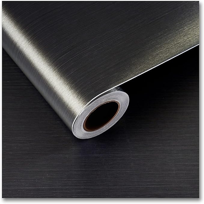 CRE8TIVE Thick Bronze Black Stainless Steel Contact Paper Peel and Stick 12"x80" Brushed Metallic Wallpaper Removable Heat Resistant Vinyl Roll for Kitchen Appliances Refrigerator Microwave Oven by CRE8TIVE