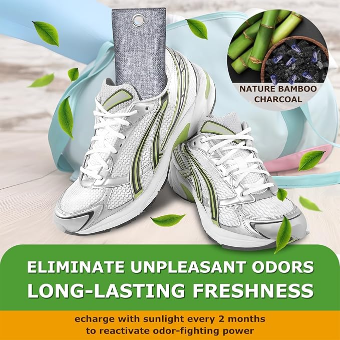 Activated Charcoal Odor Absorber for Strong Odor, Natural Shoe Deodorizer. Sneaker Odor Eliminator, 2 Pack Bamboo Charcoal Air Purifying Bags, Odor Remover Moisture Absorbers for Shoes - Image 4