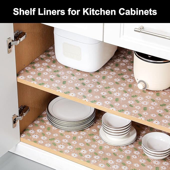 Cooyes Shelf Liner – Premium Non-Adhesive Cabinet & Drawer Liner for Kitchen – Waterproof Shelf Paper with Modern Pattern – Durable EVA Cabinet Mat – Easy to Cut （12" W x 360" L） - Image 2