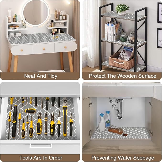 OcePor Non-Adhesive Drawer and Shelf Liner 24IN x 30FT，Non Slip Cabinet and Cupboard Liner, Kitchen Cabinet Liners for Shelves, Waterproof Drawer Shelf Liners for Cabinets/Bathroom Cupboard - Image 7