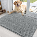 OLANLY Dog Door Mat for Muddy Paws 36x24, Absorbs Moisture and Dirt, Absorbent Non-Slip Washable Doormat, Quick Dry Chenille Mud Mat for Dogs, Entry Indoor Entryway Carpet for Inside Floor, Grey by OLANLY