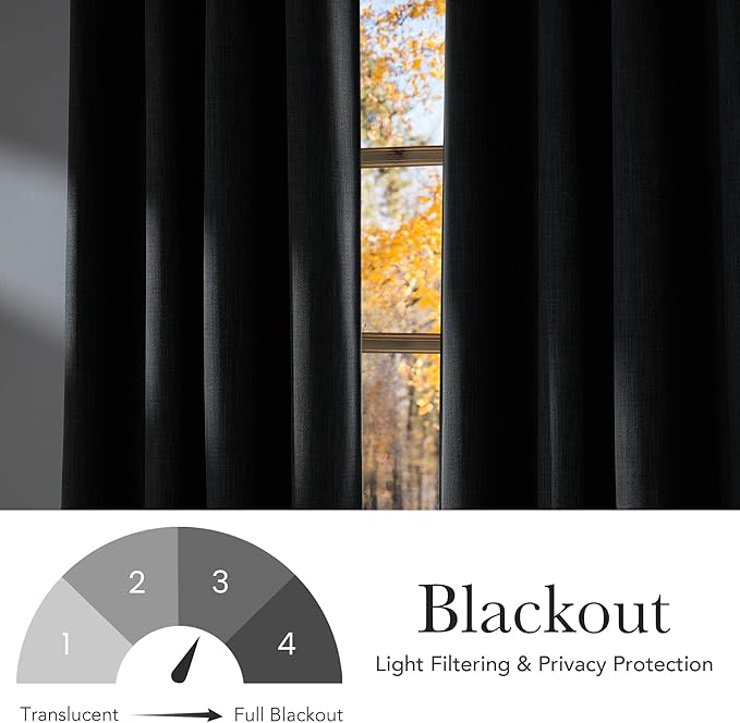 NICETOWN Charcoal Gray Faux Linen Room Darkening Rod Pocket Curtains 63 inch Length, W42 x L63, Light Blocking Thermal Insulated Noise Reducing Drapes for Bedroom Living Room Farmhouse Decor, 2 Panels - Image 6