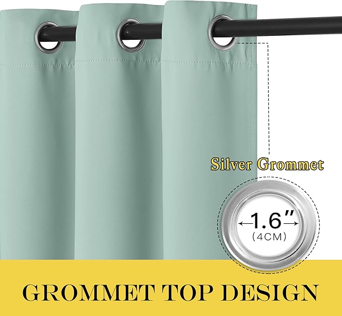 NICETOWN Window Treatment Sliding Door Curtain - Thermal Insulated Width Solid Blackout Patio Glass Door Drape, Extra Wide Draperies (Seafoam Green, 100 inches Wide x 84 inches Long) - Image 5